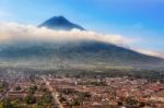 Panoramic View From Cerro De La Cruz On The City Of Antigua, Gua Stock Photo