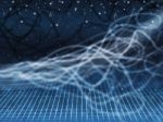 Blue Squiggles Background Shows Starry Sky And Grid
 Stock Photo