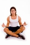 Front View Of Male Doing Yoga Stock Photo