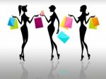 Shopping Women Represents Retail Sales And Adults Stock Photo