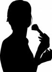 Silhouette Lady Applying Make Up Stock Photo