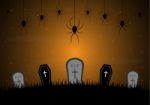 Halloween Gravestone Graveyard Coffin Spider Web Background Stock Photo