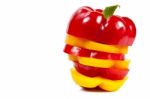 Sliced Red And Yellow Bell Peppers Stock Photo