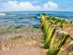 Sea Waves Break On The Breakwater Stock Photo