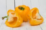 Fresh And Colorful Yellow Bell Peppers Stock Photo