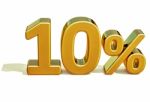 3d Gold 10 Ten Percent Discount Sign Stock Photo