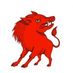 Red Razorback Doodle Art Stock Photo