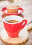 Banana Cup Cake And Espresso Stock Photo