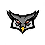 Angry Horned Owl Head Front Mascot Stock Photo