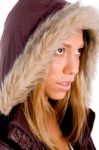 Young Woman Wearing Hood Stock Photo