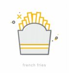 Thin Line Icons, French Fries Stock Photo