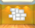 Abstract Shelves With Yellow Empty Room Stock Photo