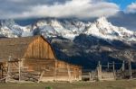 View Of Mormon Row Near Jackson Wyoming Stock Photo