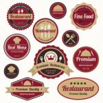 Set Of Vintage Restaurant Badges And Labels Stock Photo