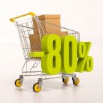 Shopping Cart And 80 Percent Stock Photo