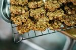 Many Oat Cookie On The Tray Stock Photo