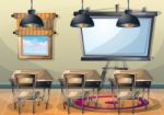 Cartoon  Illustration Interior Classroom With Separated Layers Stock Photo