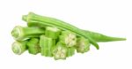 Young Okra Isolated On The White Background Stock Photo