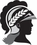 Minerva Head Side Silhouette Retro Stock Photo