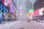 Times Square X Snow 2018 Stock Photo