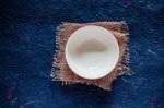 Bowl On Blue Background Stock Photo