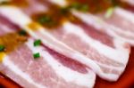 Sliced Raw Bacon Stock Photo