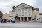 The Goethe–schiller Monument In Front Of The Court Theatre In Stock Photo