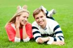 Romantic Young Couple Outdoors Stock Photo