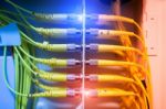 Fiber Optic With Servers In A Technology Data Center Stock Photo