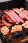 Tasty Meal With Fresh Meat On Grill Stock Photo