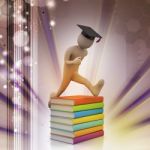 Student With Hat Jumping Of Joy Holding Diploma Stock Photo