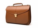 Brown Business Briefcase Isolated Stock Photo