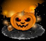 Devil Pumpkin Halloween Scene Stock Photo