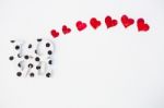 Red Hearts On Valentine's Day Stock Photo