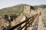 Medieval Fortification Maglič From 13th Century Stock Photo