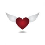 Heart With Wings Love Flat Design Icon  Illustration Stock Photo