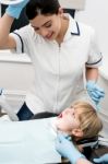 Kid Ready For The Dental Check Up Stock Photo