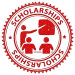 Scholarships Stamp Indicates Education Diploma And Learn Stock Photo