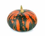 Striped Pumpkin Isolated On The White Background Stock Photo