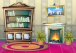 Cartoon  Illustration Interior Library Room With Separated Layers Stock Photo