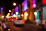 Vintage City Night Light Bokeh Stock Photo