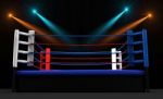 Boxing Ring With Spotlight Isolated On Dark Background Stock Photo