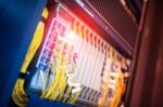 Fiber Optic With Servers In A Technology Data Center Stock Photo