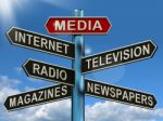 Media Signpost Stock Photo