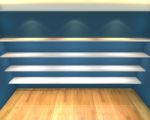 Abstract Shelves With Blue Empty Room Stock Photo