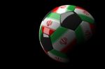 Iran Flag Soccer Ball Isolated Dark Background Stock Photo