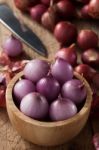 Shallots Still Life Wood Background Stock Photo