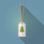 Merry Christmas Gift Tag Flat Design Stock Photo