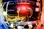 Fiber Optic With Servers In A Technology Data Center Stock Photo