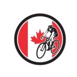 Canadian Cyclist Cycling Canada Flag Icon Stock Photo